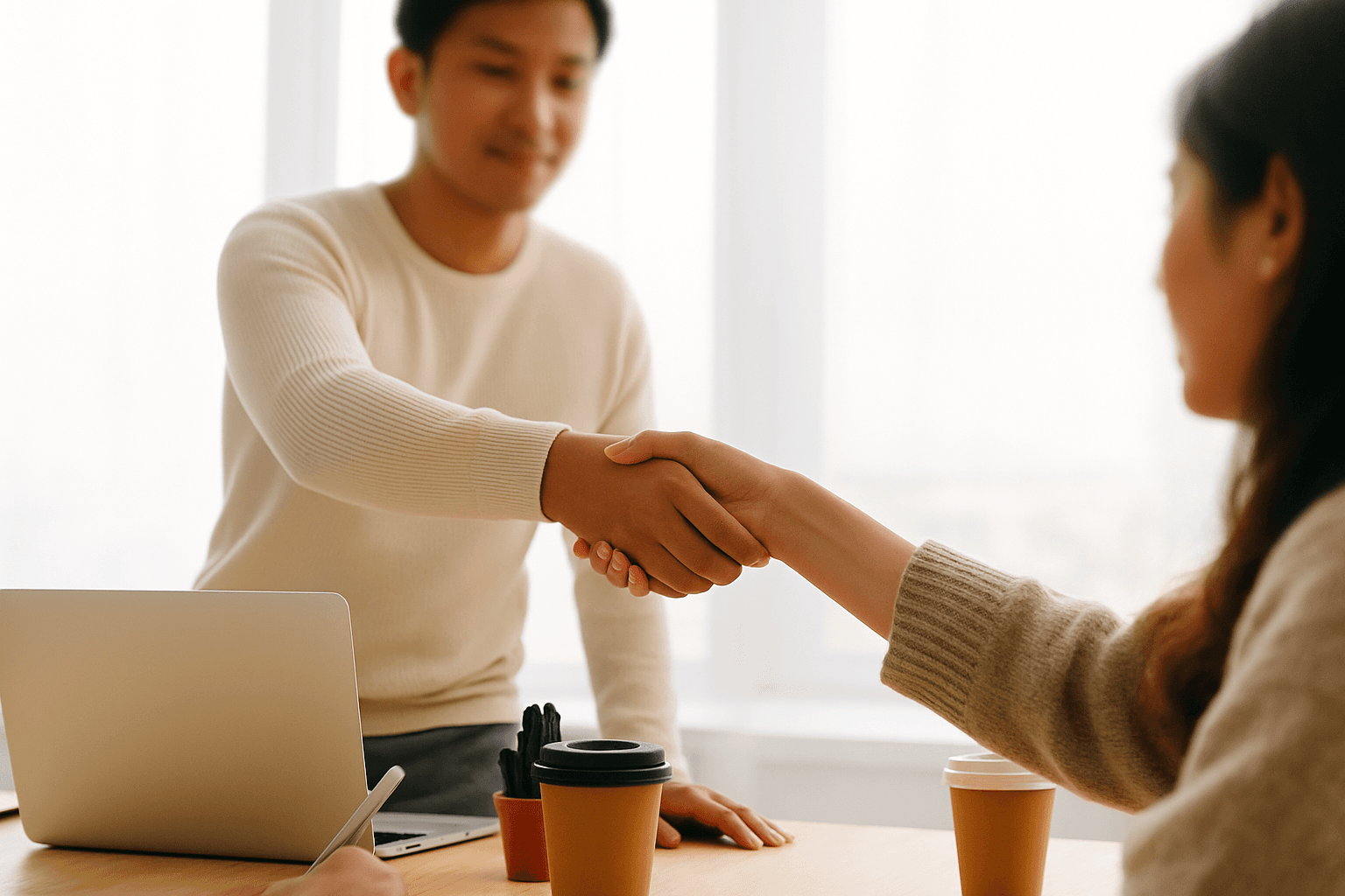 Professional handshake meeting